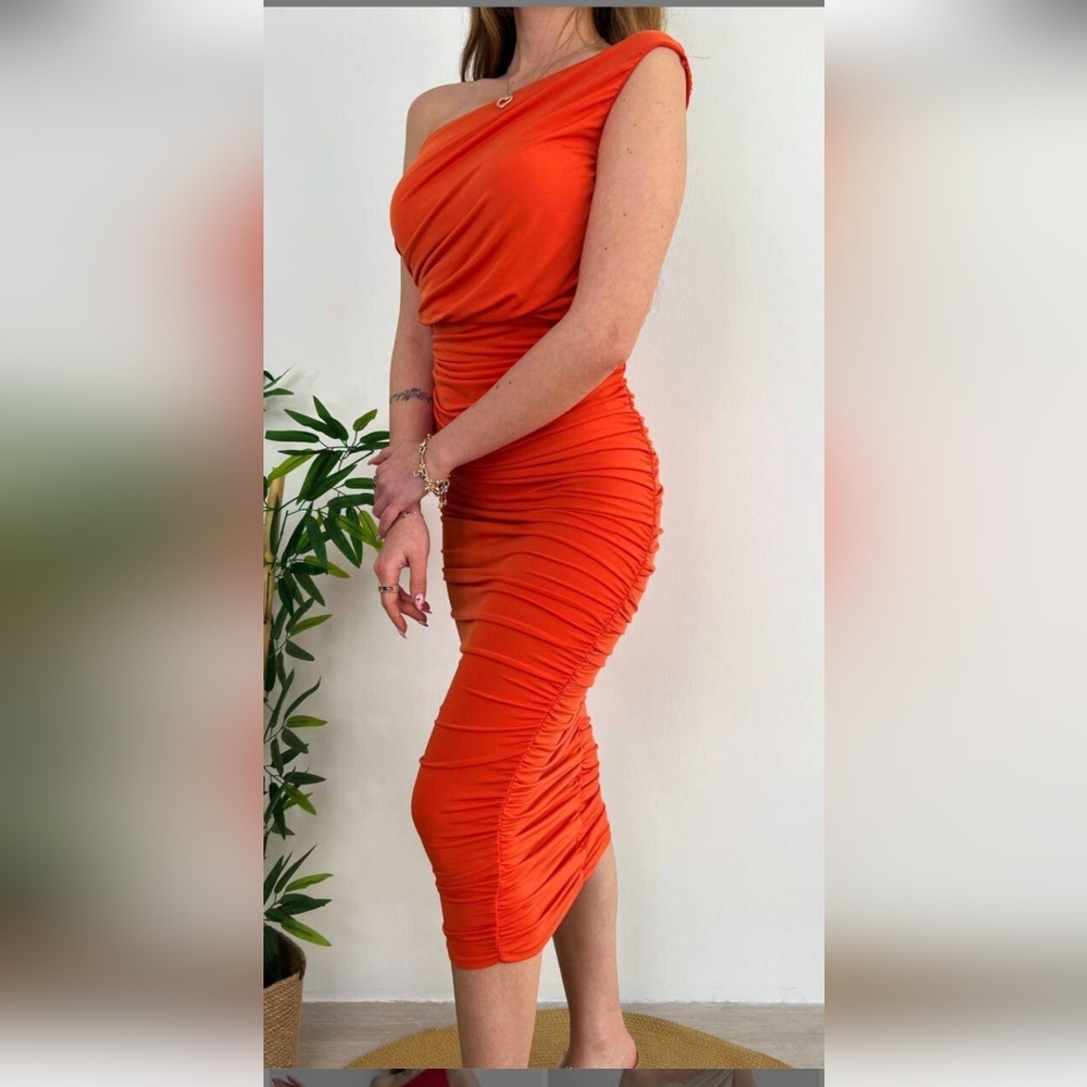Orange Drape Dress